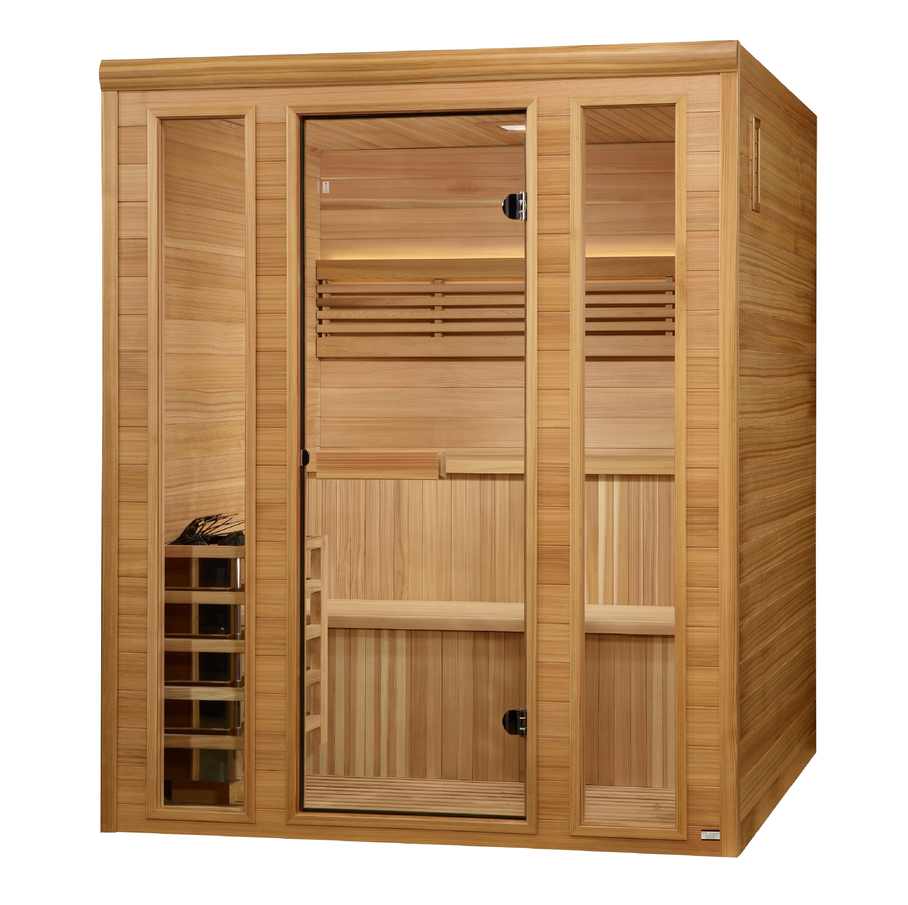 Golden Designs Engelberg Edition 6 Person Indoor Traditional Steam Sauna GDI-7060-01 with deluxe seating and chromotherapy lighting