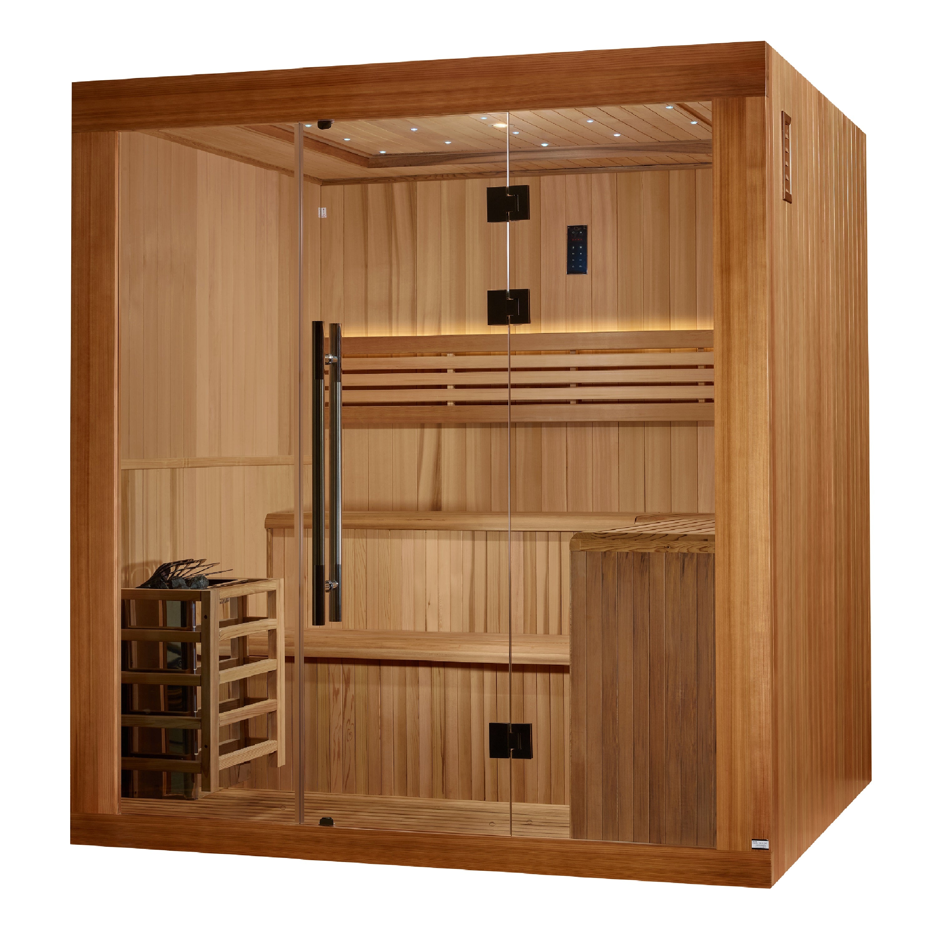 Luxurious Golden Designs Osla Edition 6 Person Indoor Traditional Steam Sauna GDI-7689-02 with modern interior design