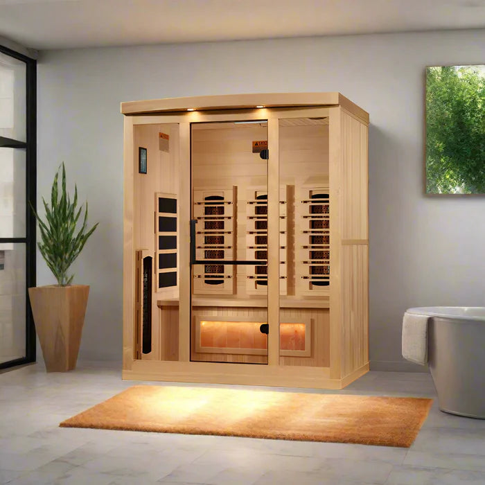  Luxurious and spacious sauna with therapeutic Himalayan salt bar for a rejuvenating experience