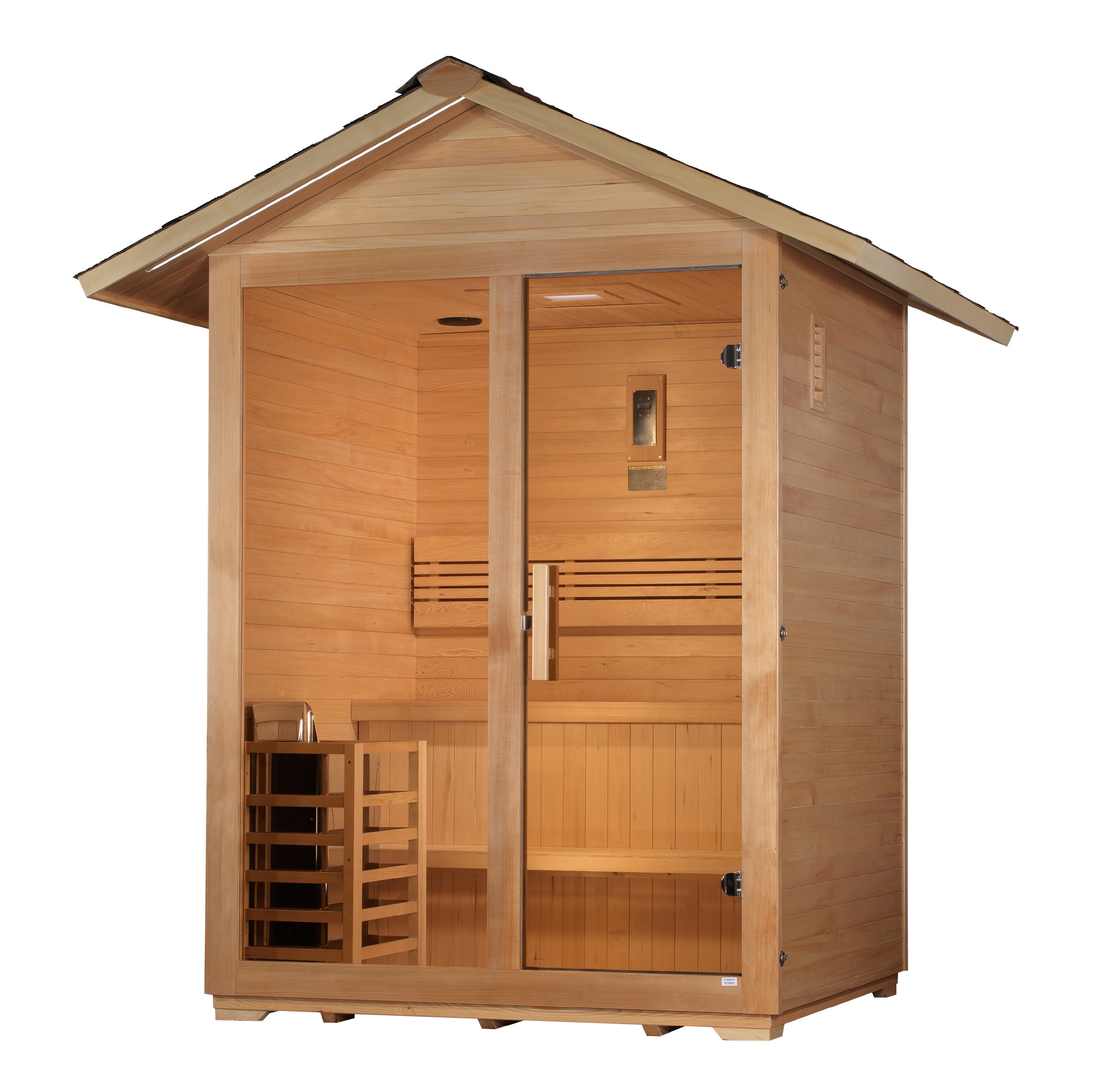 Golden Designs Arlberg 3 Person Traditional Outdoor Sauna GDI-8103-01, a luxurious and spacious outdoor sauna perfect for relaxation and wellness