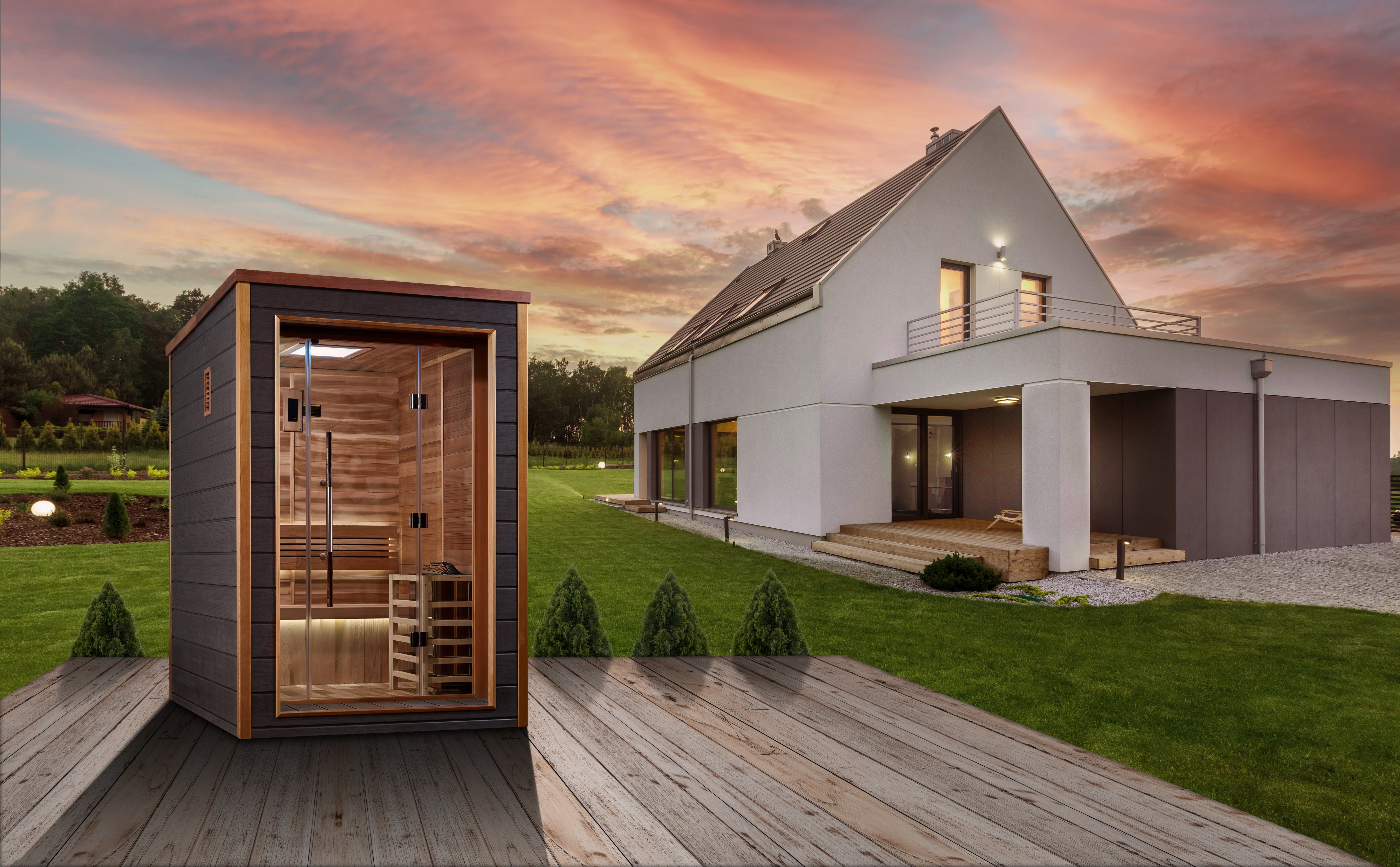 Relaxing and luxurious Golden Designs Narvik 2 Person Outdoor Traditional Sauna GDI-8202-01