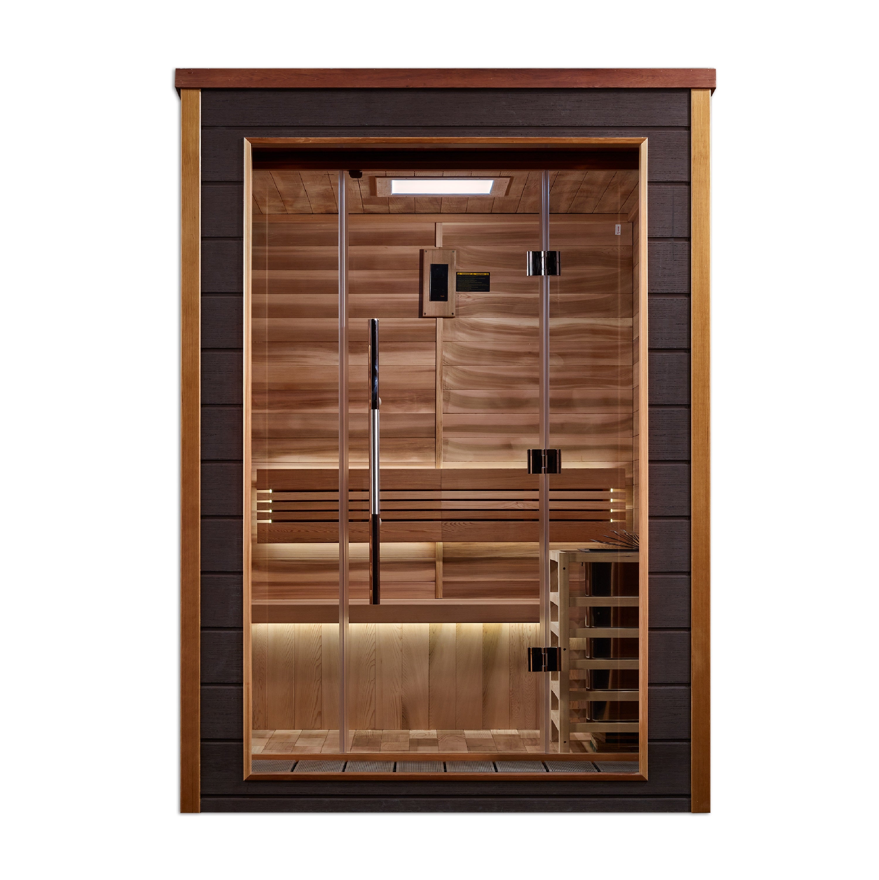 Spacious and comfortable Golden Designs Narvik 2 Person Outdoor Traditional Sauna GDI-8202-01