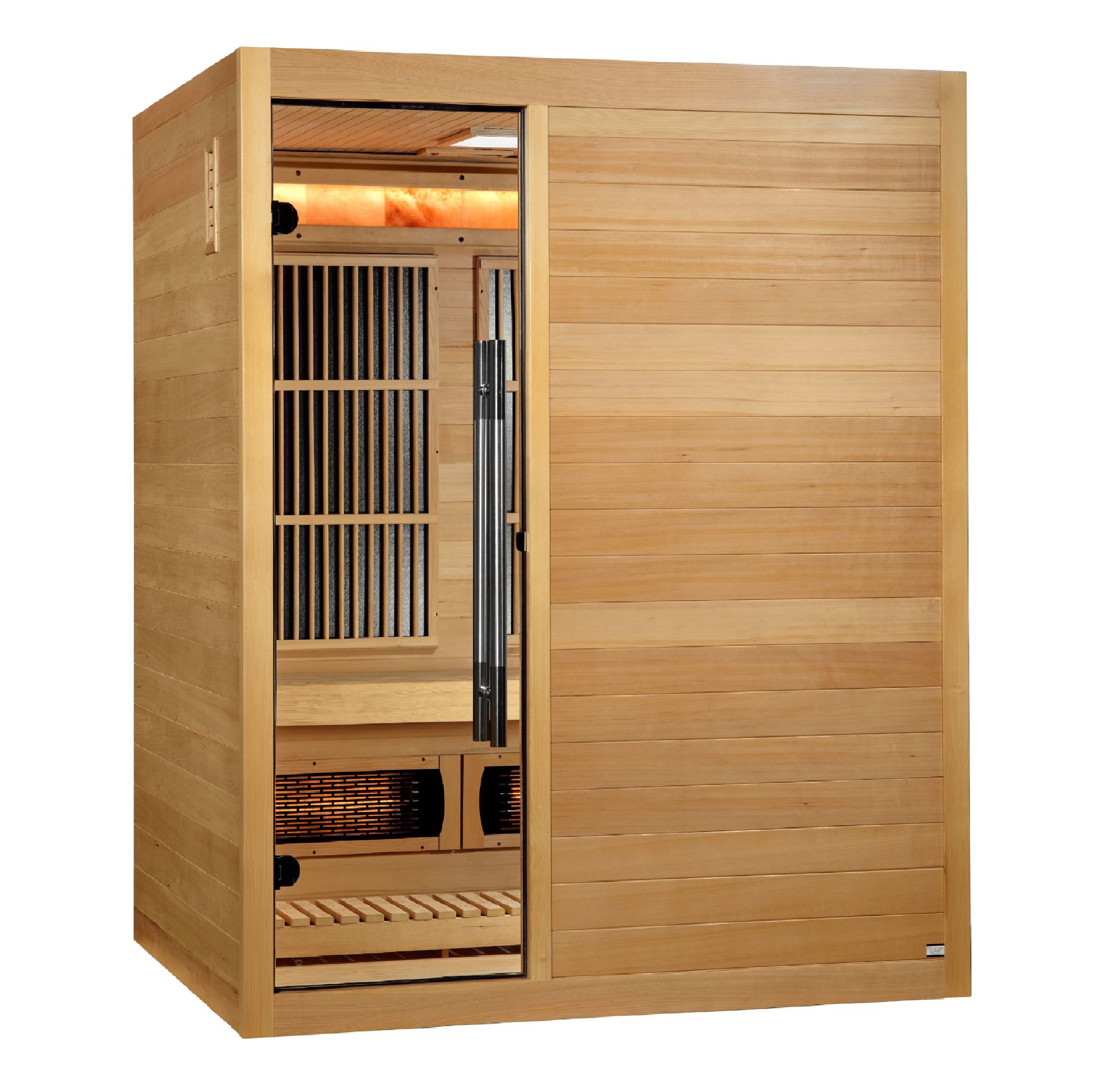  Golden Designs Soria 3 Person Indoor Sauna featuring Full Spectrum + Traditional Heating