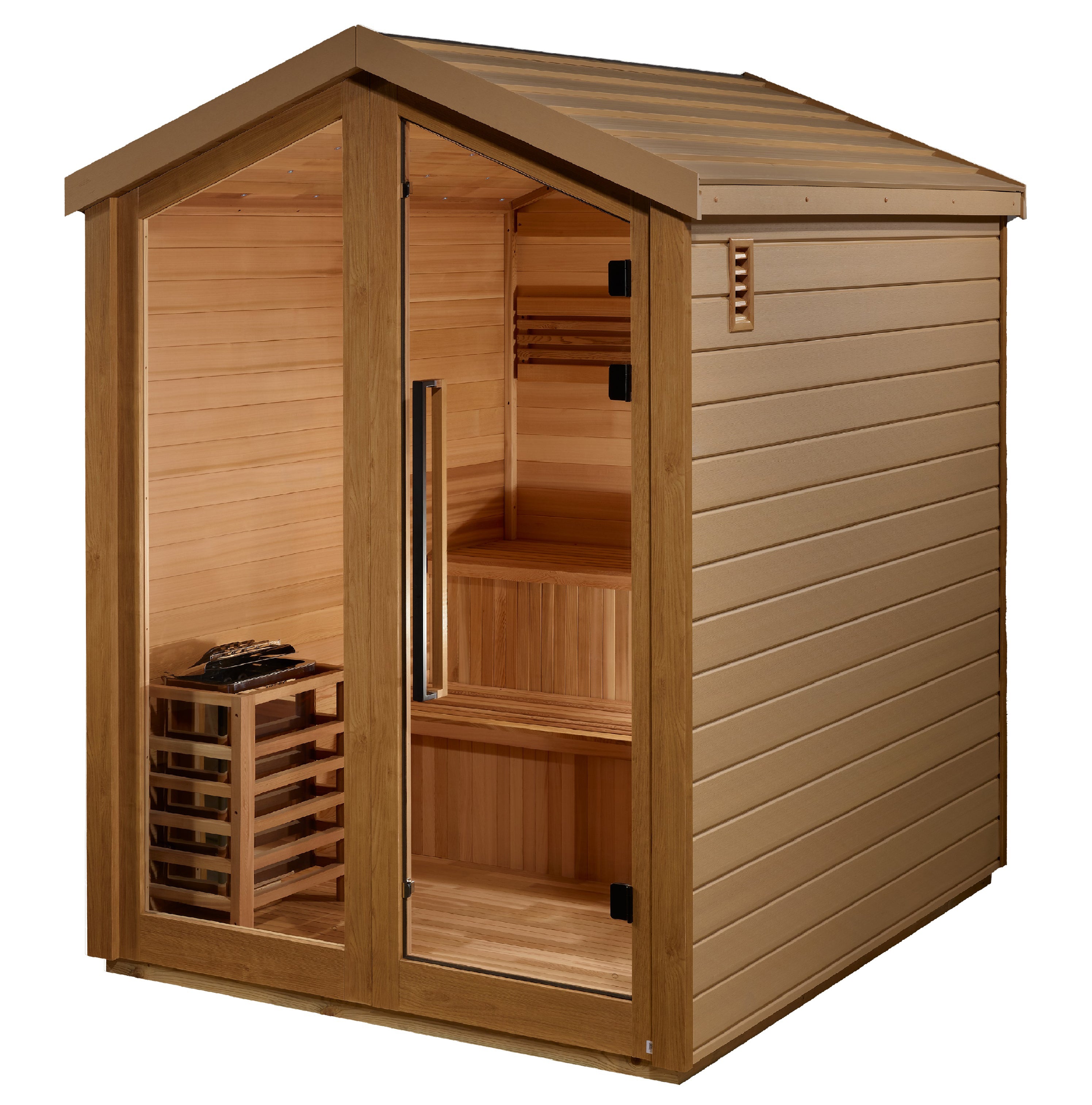 
Experience the luxury of the Golden Designs Savonlinna 3 Person Outdoor Traditional Sauna GDI-8503-01, featuring a traditional design and durable construction for long-lasting enjoyment Unwind in the comfort of this spacious and stylish outdoor sauna