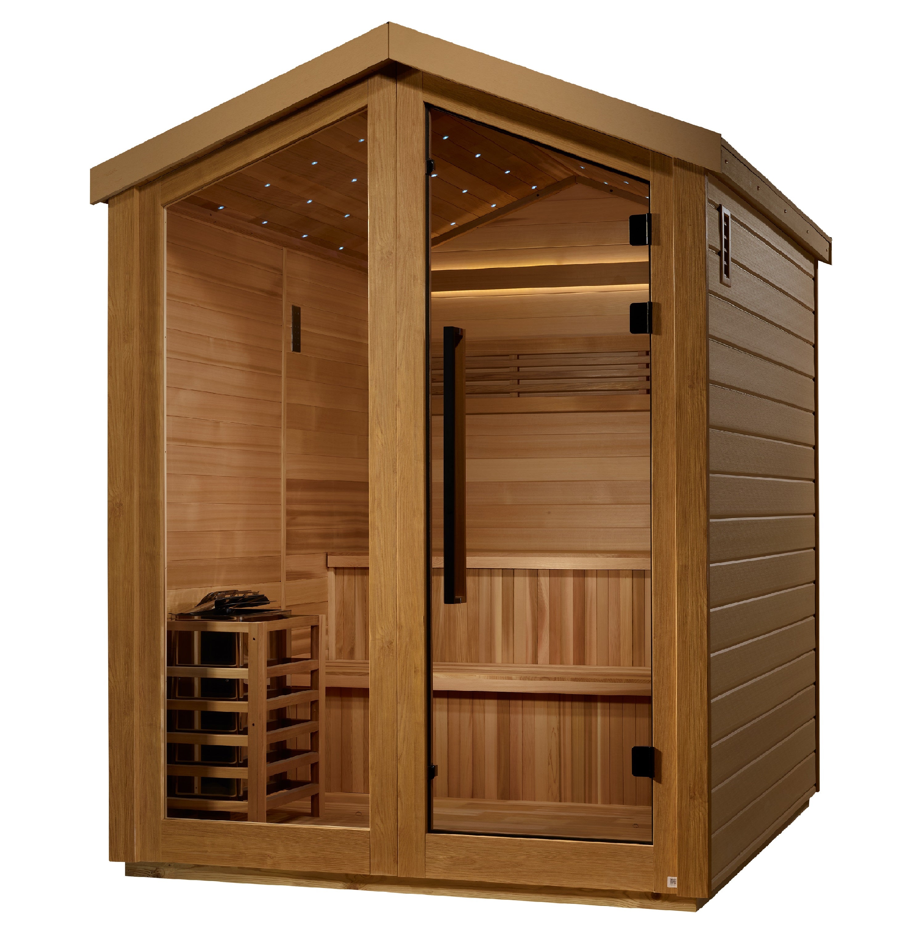 Luxurious Golden Designs Kaarina 6 Person Outdoor Traditional Sauna GDI-8506-01 with premium heating system and stylish design