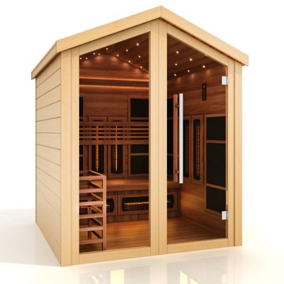 Golden Designs Vitasaari 2 Person Outdoor-Indoor PureTech™ Hybrid Full Spectrum Sauna (GDI-8522-01) - Canadian Red Cedar Interior