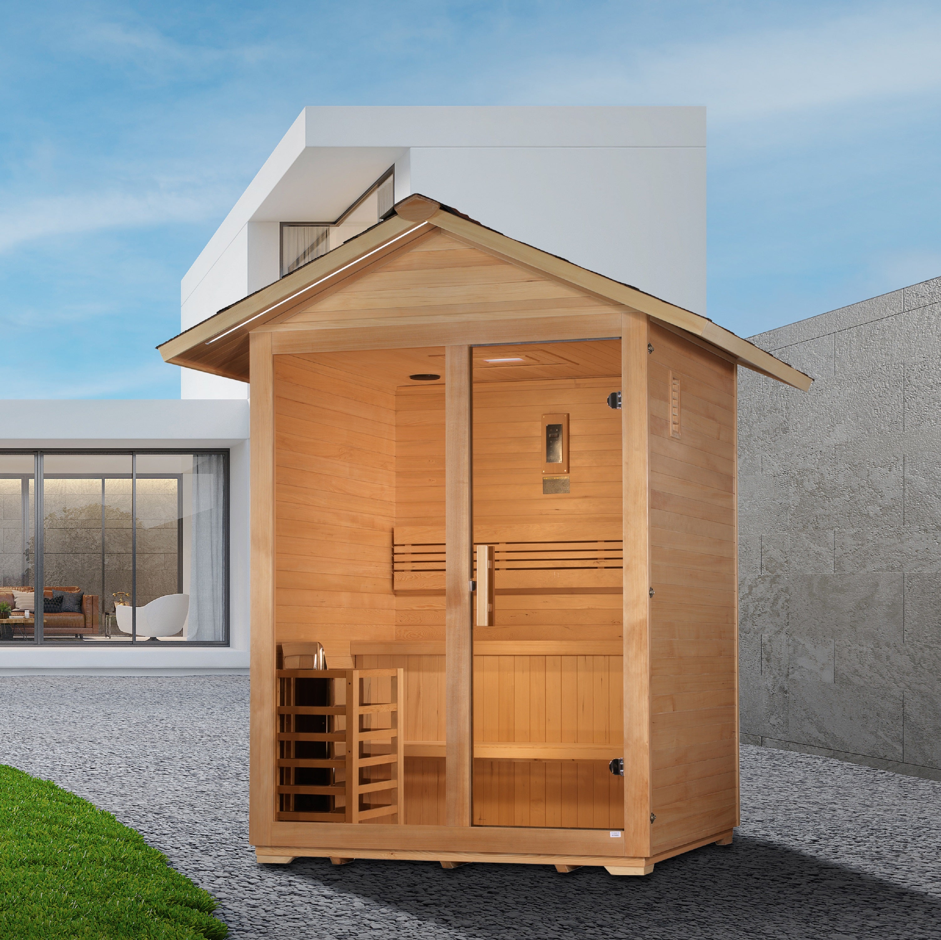 Exterior view of Golden Designs Arlberg 3 Person Traditional Outdoor Sauna