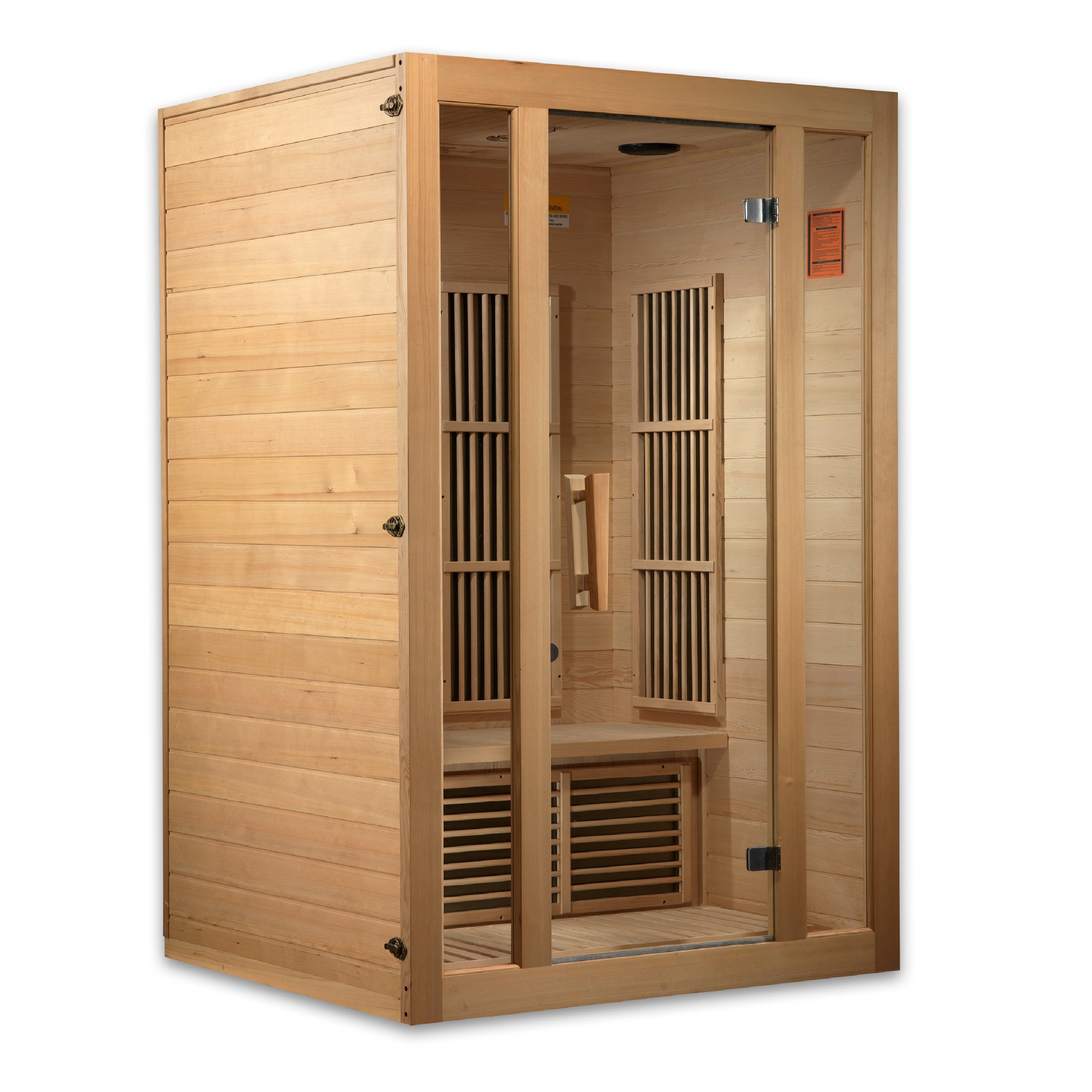 Beautifully crafted Canadian Hemlock wood used in the construction of the sauna