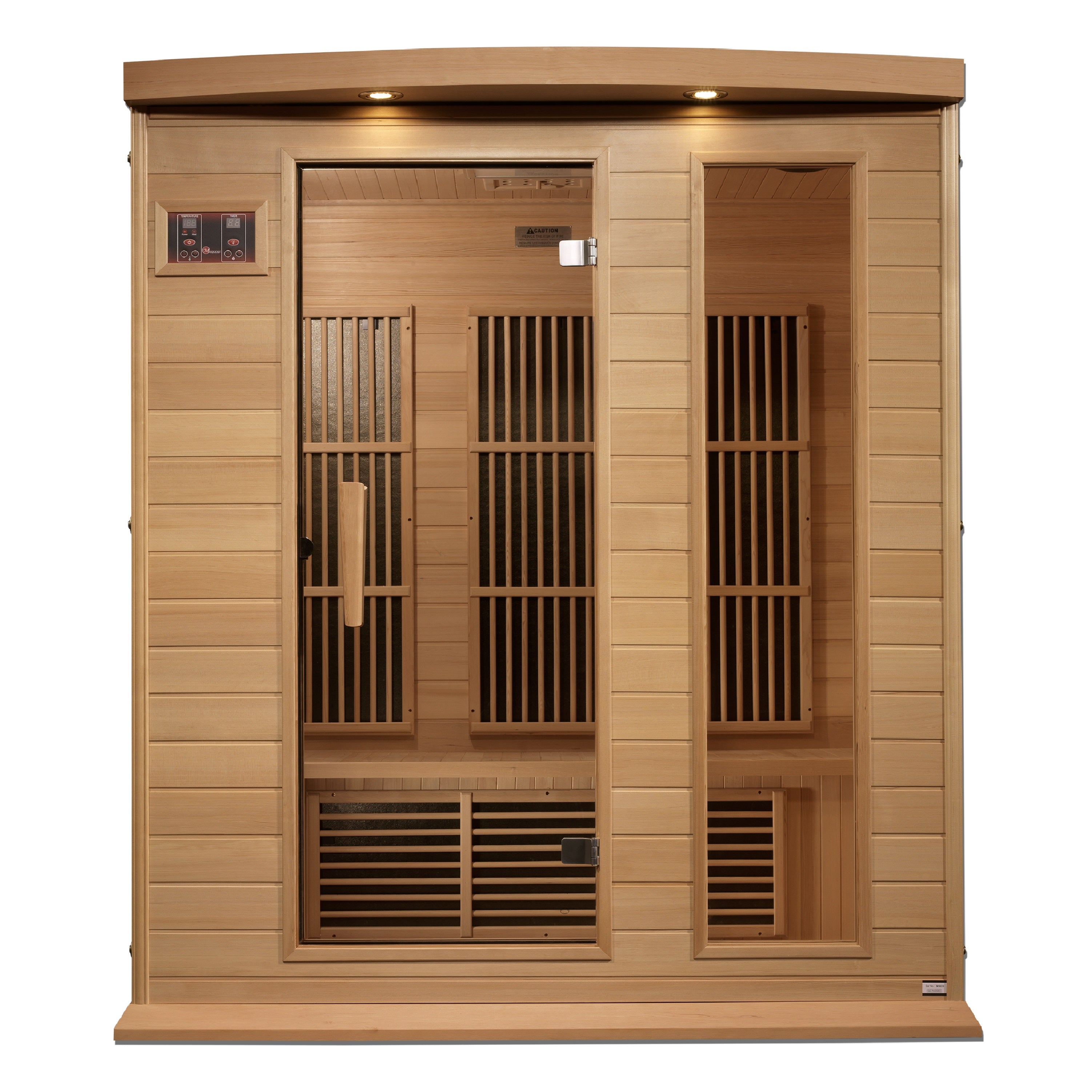 Spacious 3-person sauna with low EMF levels for safe use