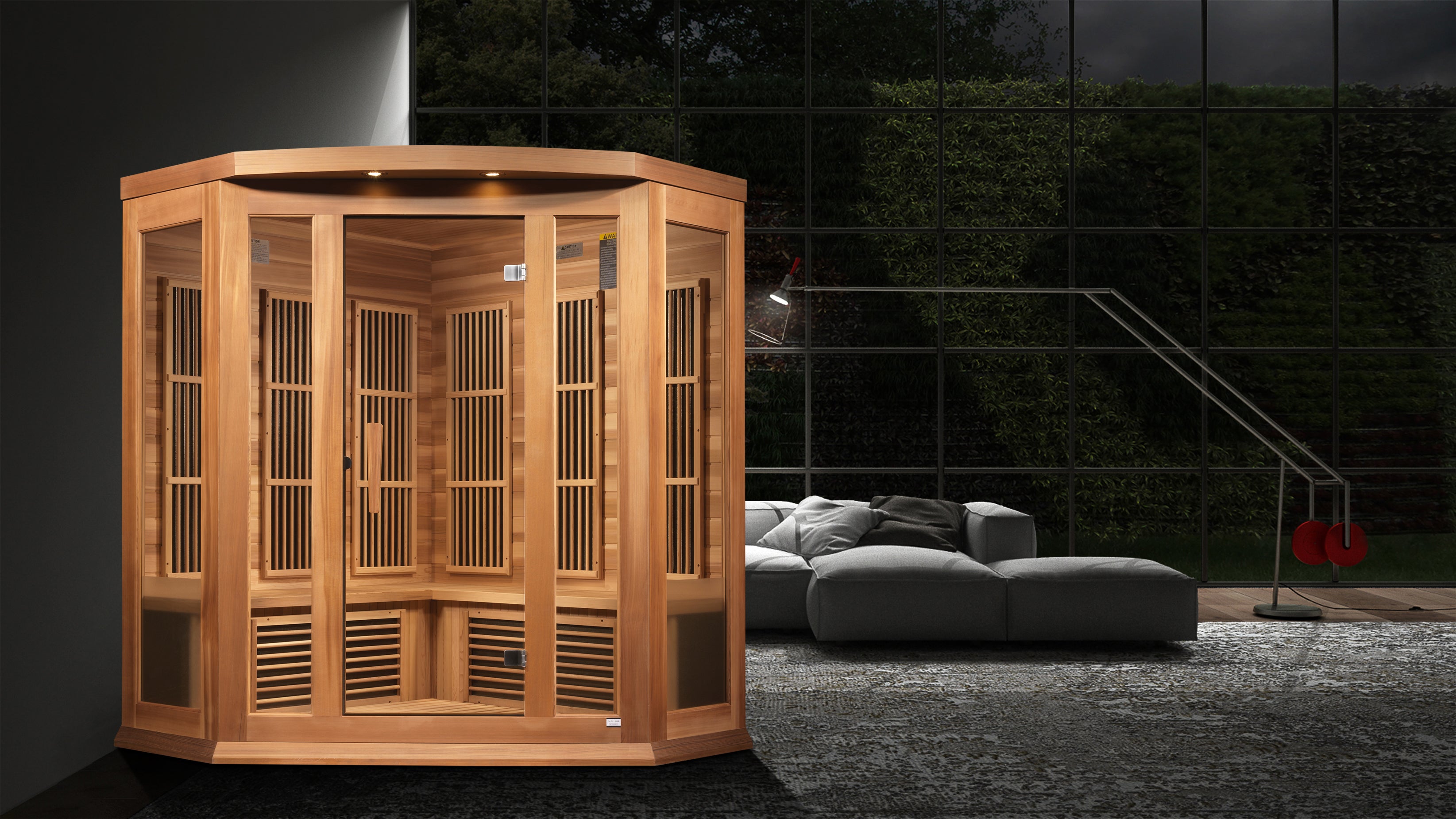  Beautifully crafted sauna made of Canadian Red Cedar for a luxurious and stylish addition to your home