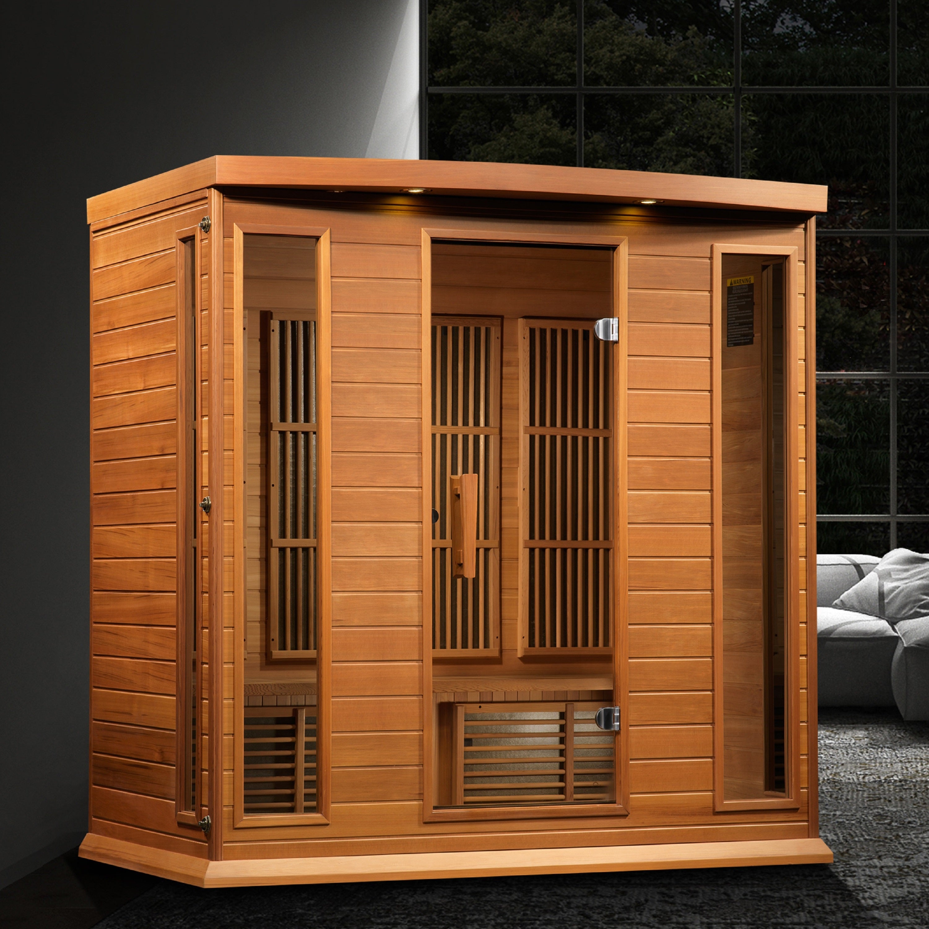 Four-person Canadian Red Cedar FAR infrared sauna with near zero EMF