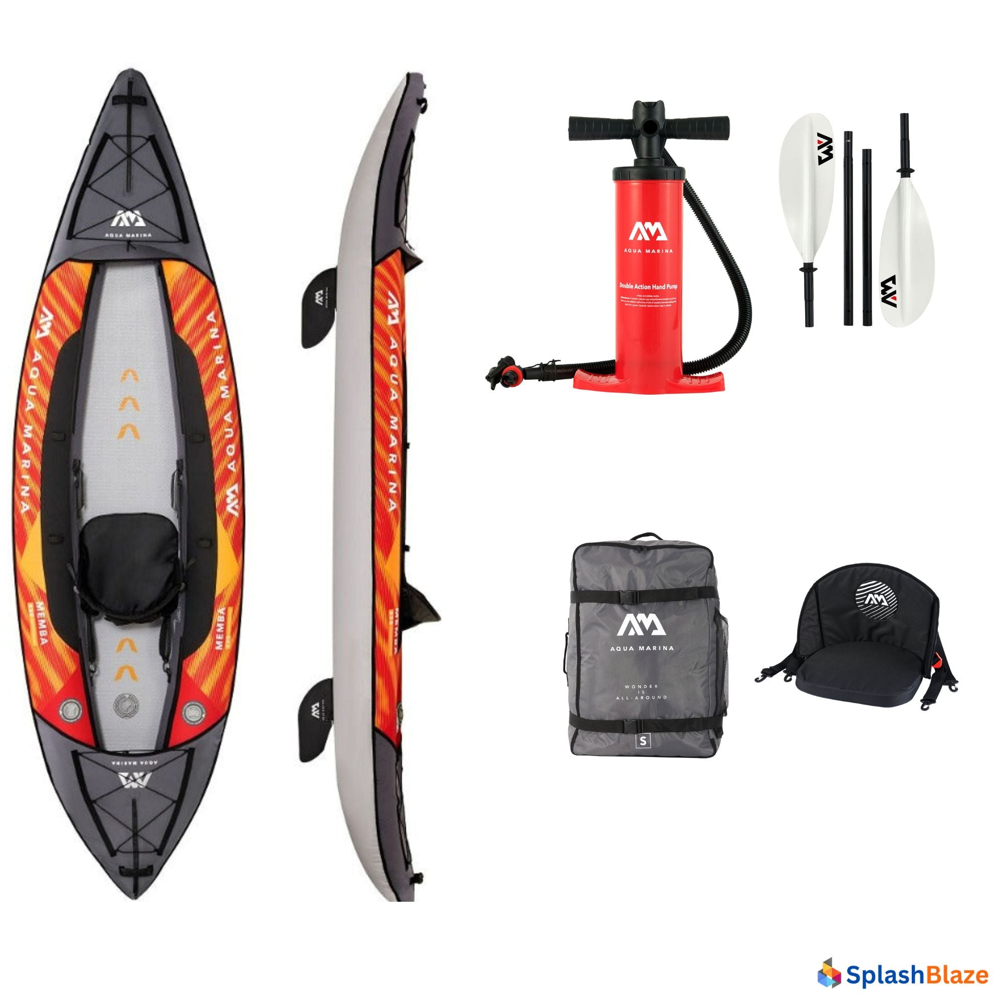 Aqua Marina Inflatable Kayak Memba-330, 1 person, 10'10 inflatable kayak on calm lake with mountains in background