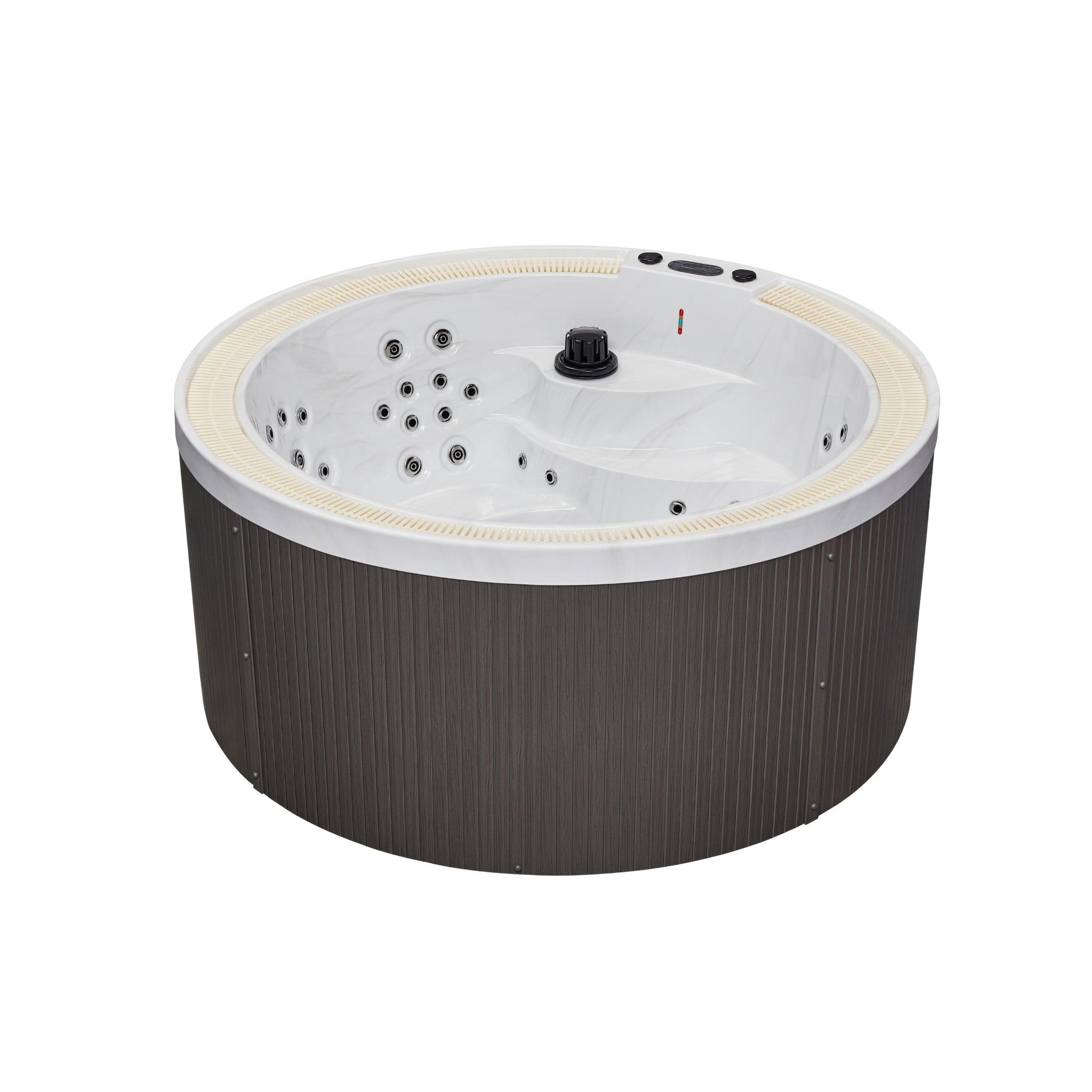 Oscar 6 Person Round Hot Tub Spa with 52 Jets & Bluetooth WS-007, perfect for relaxation and entertainment with powerful hydrotherapy jets and built-in Bluetooth audio system