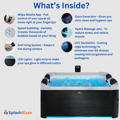 Mspa Frame Series - OSLO Luxury 2-6 Person Portable Backyard/ Outdoor Hot Tub Spa w/ OLED Touch Screen hover