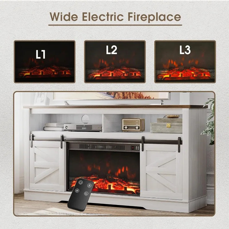 Electric Fireplace With TV Stand and Entertainment Center - Up To 65 Inches