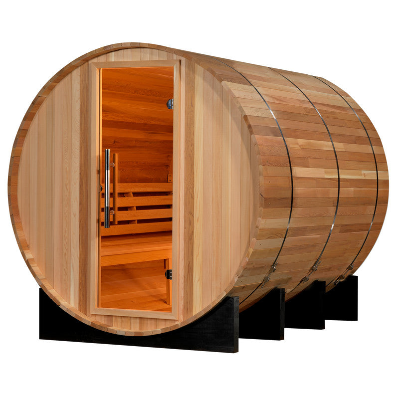 Golden Designs Marstrand Edition 6 Person Traditional Barrel Steam Sauna - Canadian Red Cedar