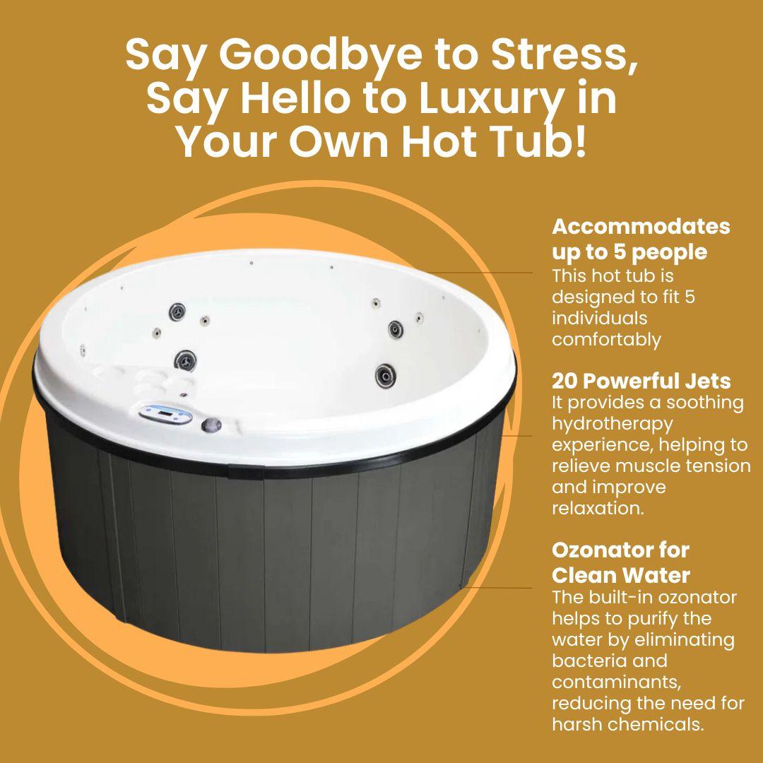 Relaxing and therapeutic Cyanna Valley 103 5-Person 20-Jet Round Hot Tub Spa with Ozonator