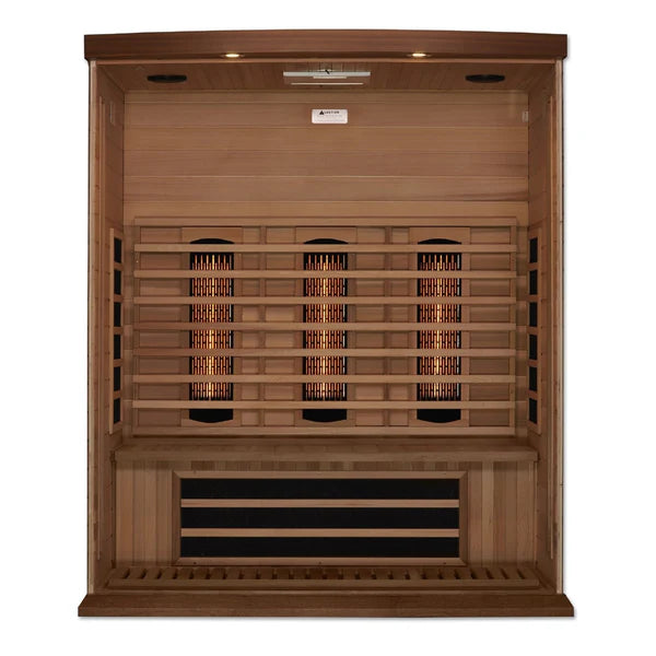 Spacious Maxxus 3-Person Full Spectrum Near Zero EMF FAR Infrared Sauna in Canadian Red Cedar