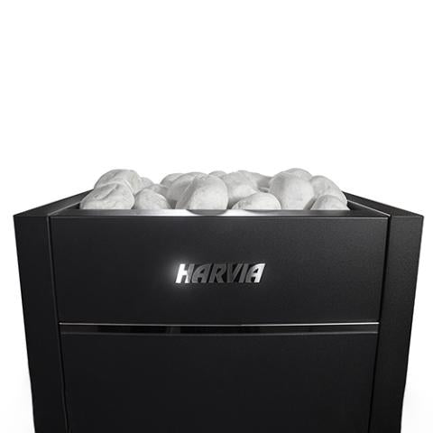 Harvia Virta Electric Sauna Heater in stainless steel with digital control panel and efficient heating elements