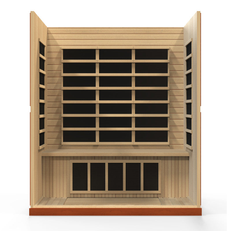 Spacious Dynamic Bergamo 4-person Low EMF FAR Infrared Sauna made from Canadian Hemlock wood