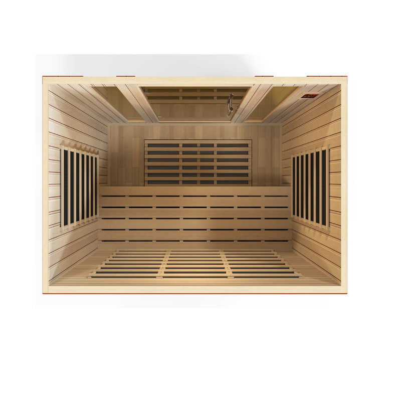 Spacious Dynamic Bergamo 4-person Low EMF FAR Infrared Sauna made from Canadian Hemlock wood