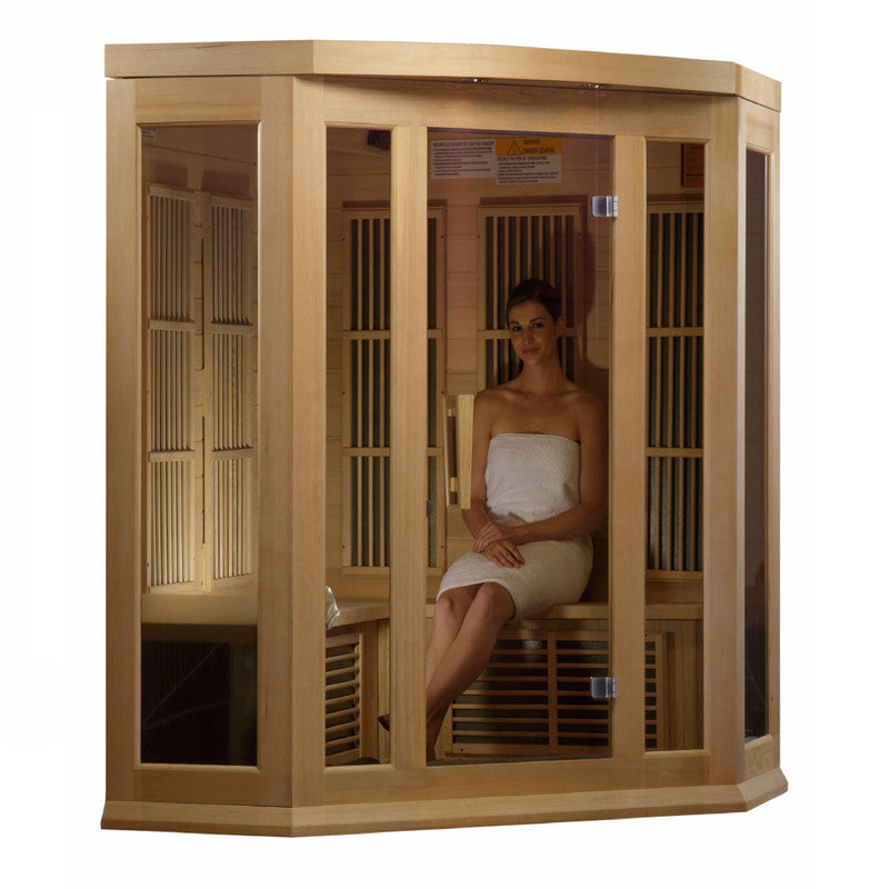 Maxxus 3-Person Corner Low EMF Infrared Sauna for ultimate relaxation