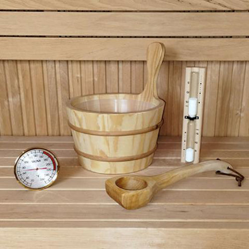 Bucket and Ladle Package 1, Ladle, Timer and Thermometer - Sauna Accessory Package