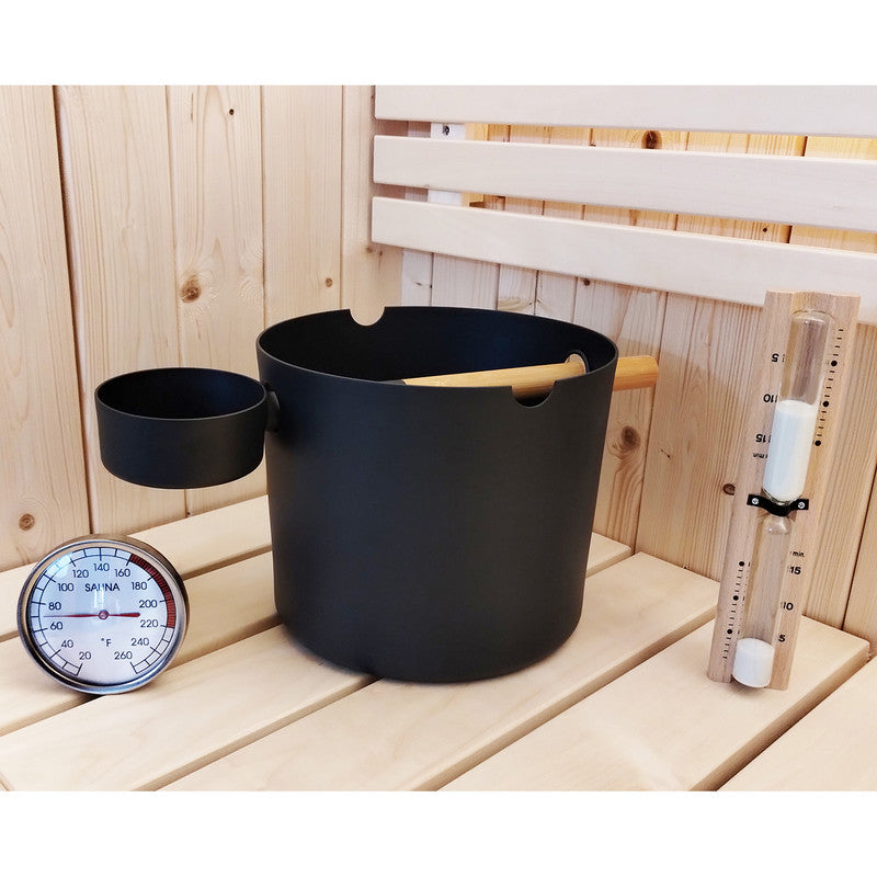 Bucket and Ladle Package 2 Timer, Thermometer w/Premium Bucket & Ladle - Sauna Accessory Package