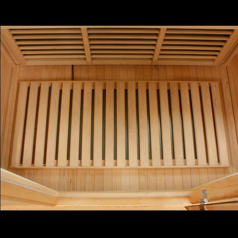 Three-person corner low EMF FAR infrared sauna made of Canadian Hemlock wood