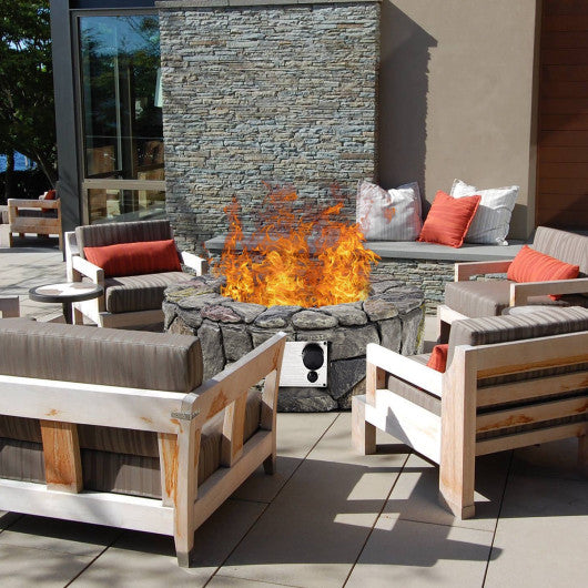 Fire Pit Propane Gas with Lava Rocks and Protective Cover 28 Inch